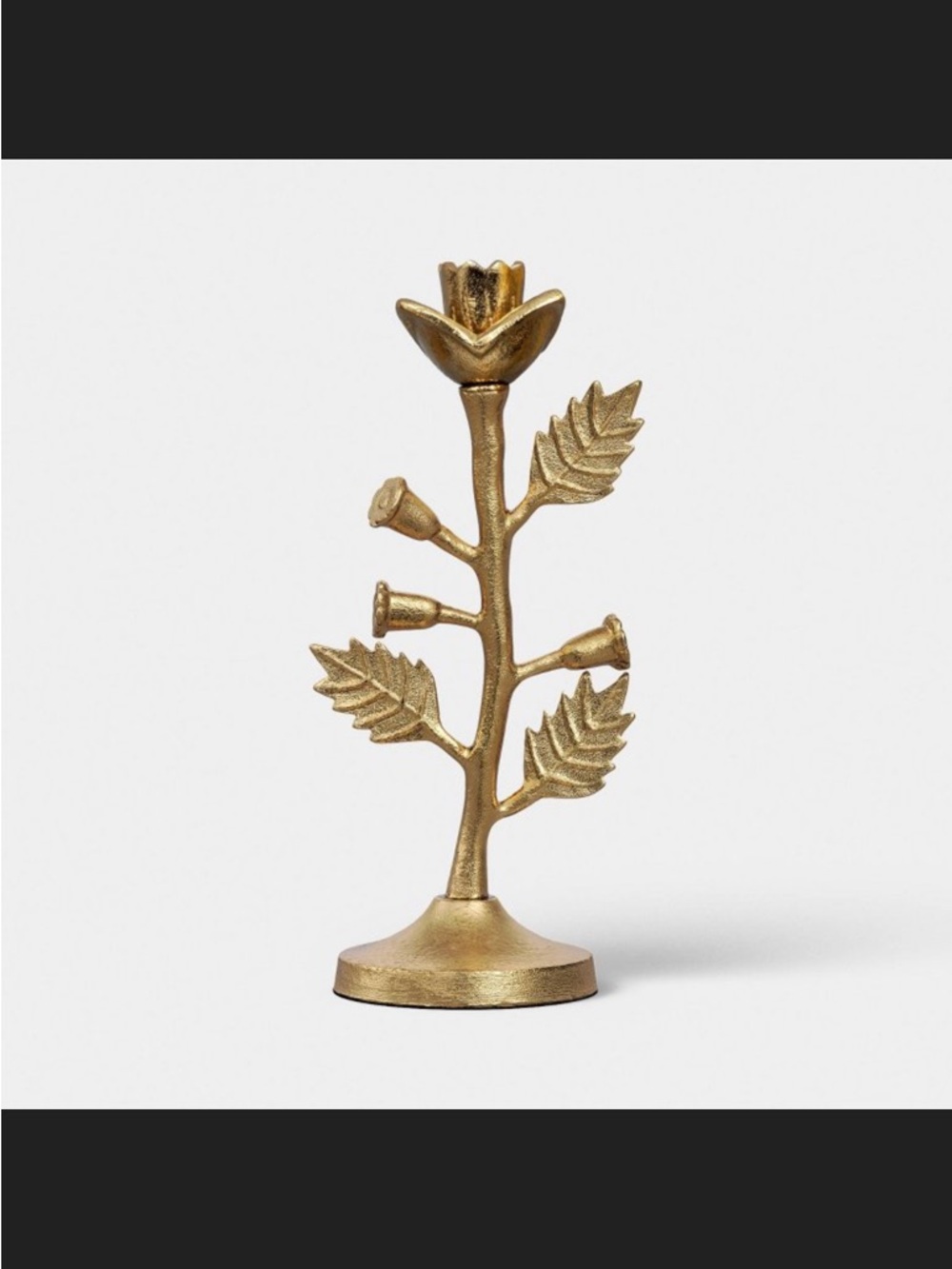 Threshold Gold Metal Botanical Taper Candle Holder-set of 2